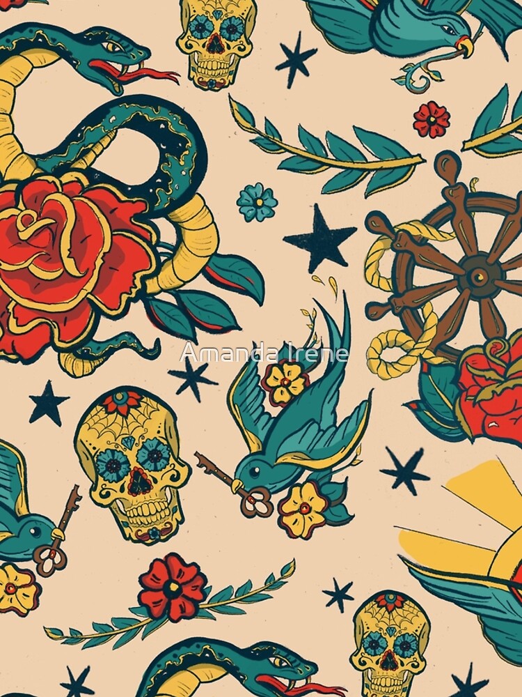 Punk Tattoo Pattern Design and Illustration by IrenesGoodies