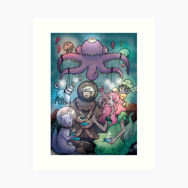 Midnight Tea in the Octoking's Garden Art Print