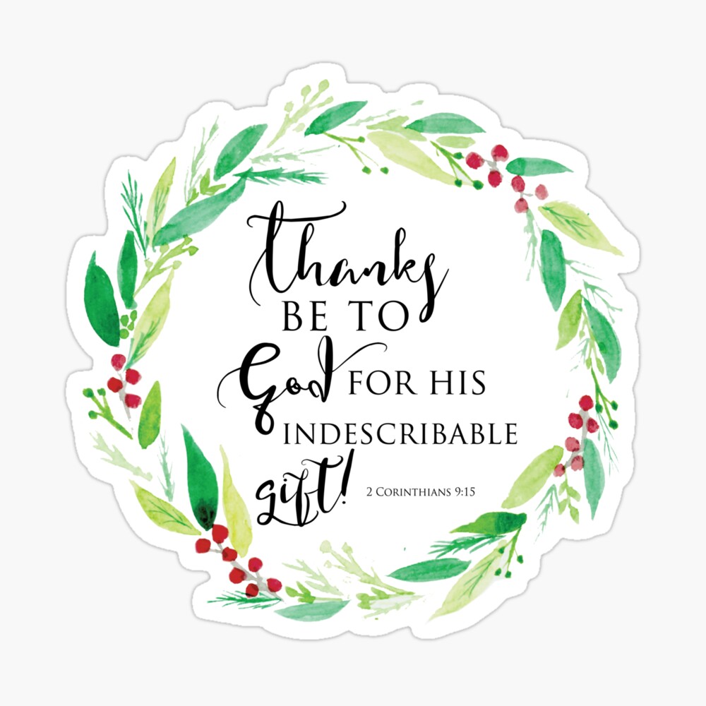 Thanks Be To God Christmas Wreath Bible Verse Lettering Poster For Sale By  Kristinedesigns | Redbubble