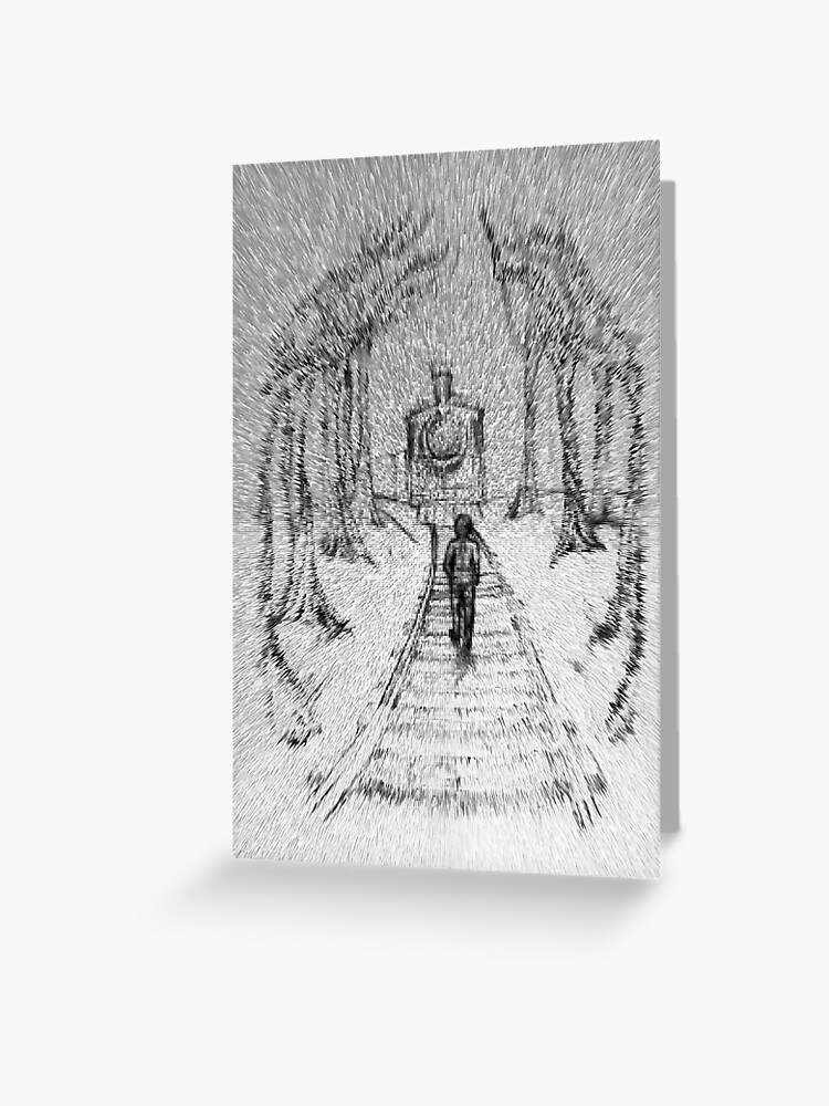 Carte De VÅux Chemin De Fer En Bois Chemin De Fer De Chemin De Fer D Illustration De Crayon Dans Des Bois Noir Et Blanc Dessin Paysage Nature Scene Surrealiste Par