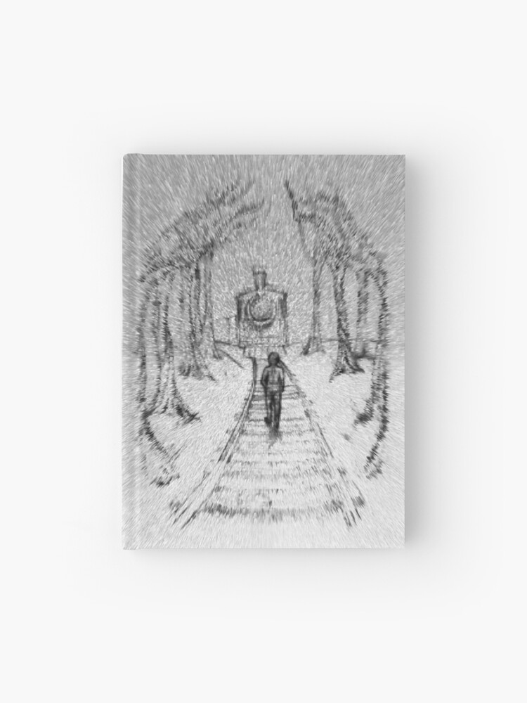 Carnet Cartonne Chemin De Fer En Bois Chemin De Fer De Chemin De Fer D Illustration De Crayon Dans Des Bois Noir Et Blanc Dessin Paysage Nature Scene Surrealiste Par Irenesgoodies