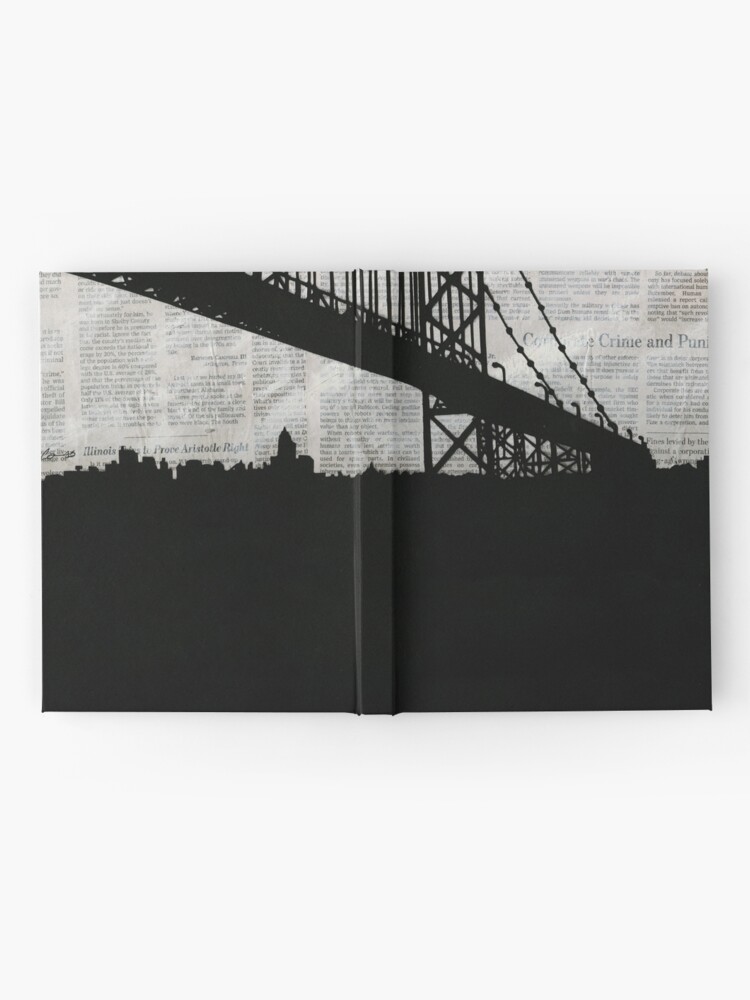 Paper City, Newspaper Bridge Collage Wood Wall Art by Amanda Irene