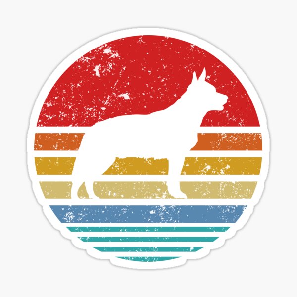 Aperçu de l'œuvre Chien de bétail australien rétro Sunset Distressed Blue Heeler Dog créée et vendue par TrendzyMerch.