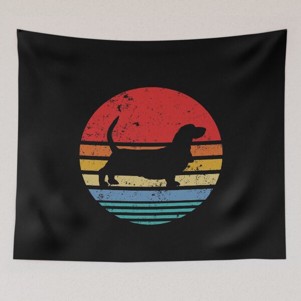 Item preview, Basset Hound Retro Sunset Distressed Dog  designed and sold by TrendzyMerch.