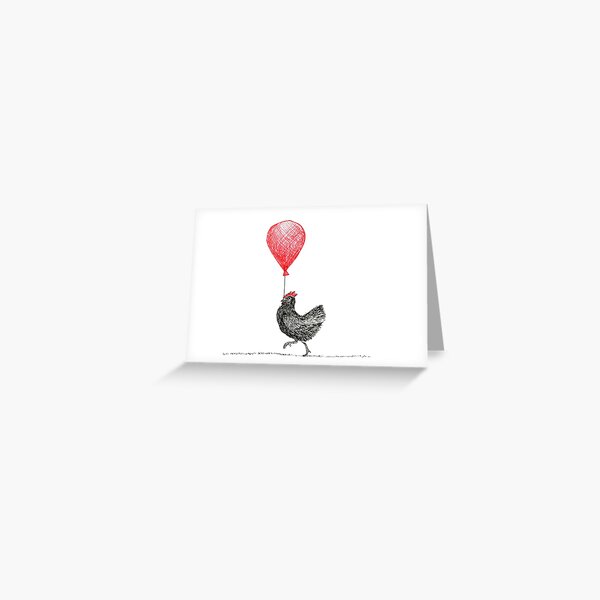 Chicken With a Balloon Greeting Card  Greeting Card