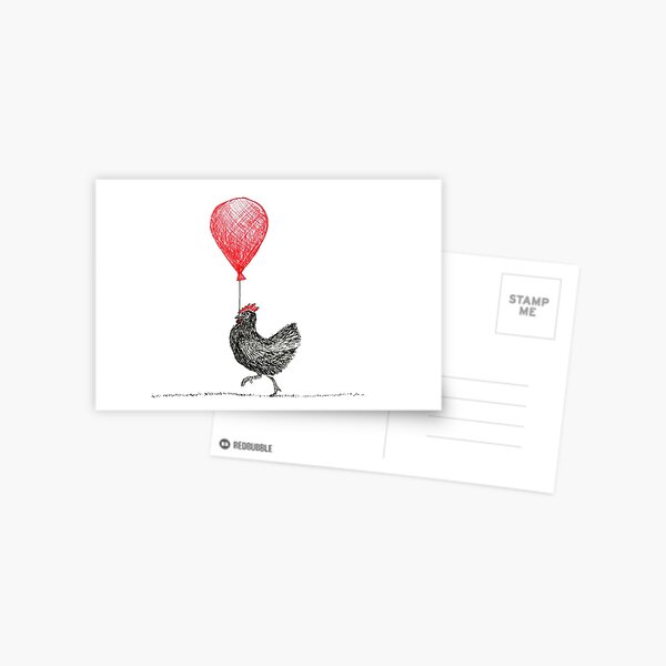 Chicken With a Balloon Greeting Card Postcard