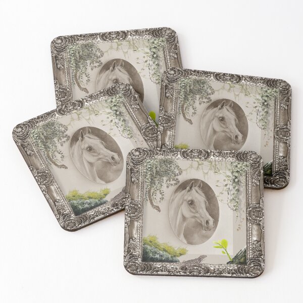 Item preview, Gray Horse in the home jungle - Surreal Illustration  designed and sold by CanisArtStudio.