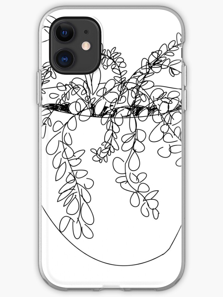 Line Art Potted Plant Drawing Iphone Case Cover By Gooseygoose6 Redbubble