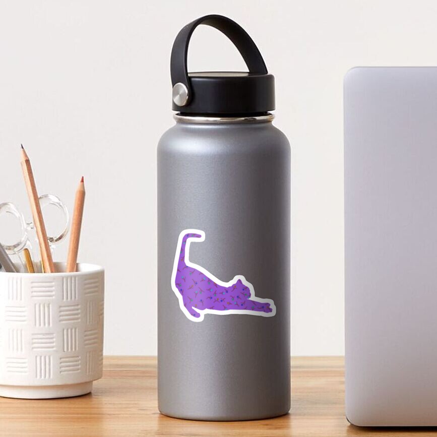 Purple Floral Calico Cat Sticker