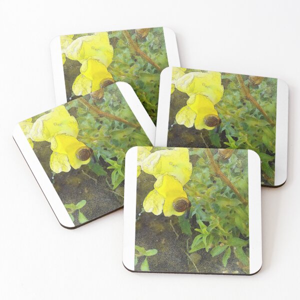 Item preview, Azure Snail on a Yellow Snapdragon Watercolor designed and sold by LuxPNSilva.