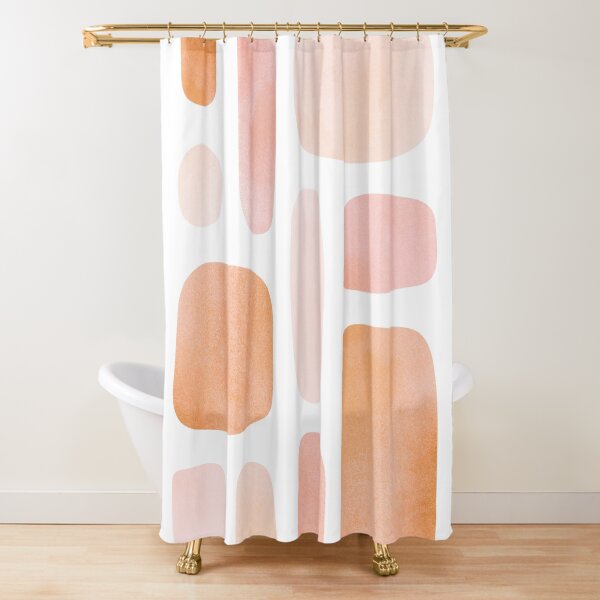 Pink Watercolor geometric shapes Shower Curtain