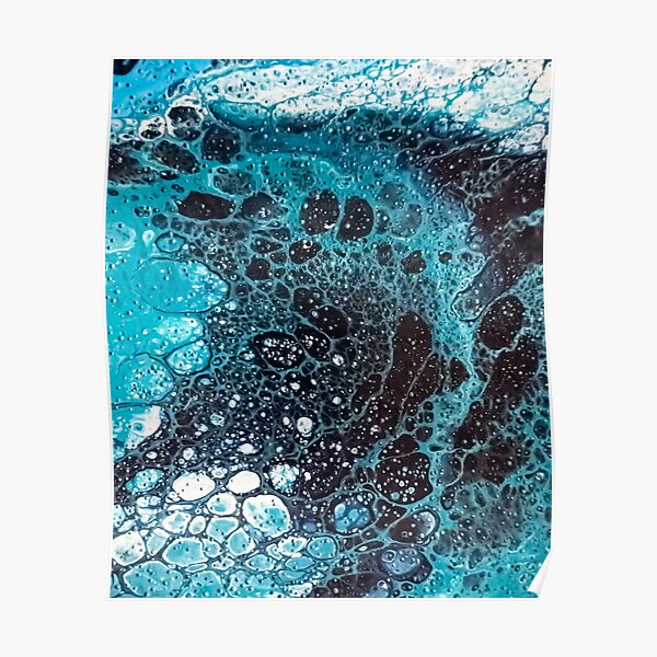 Fluid art. Abstract acrylic with ocean and sea texture Poster
