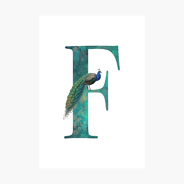 Peacock Monogram Letter F Photographic Print