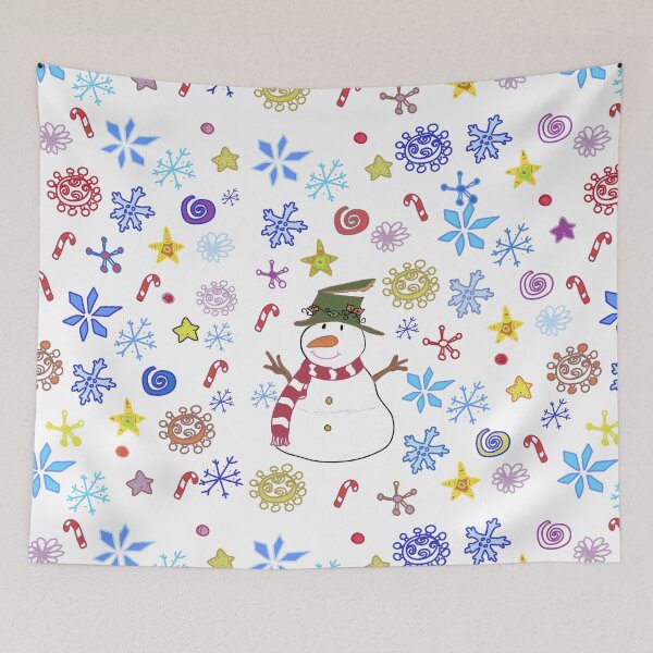 Item preview, Colourful Snowman doodle design designed and sold by markatos.