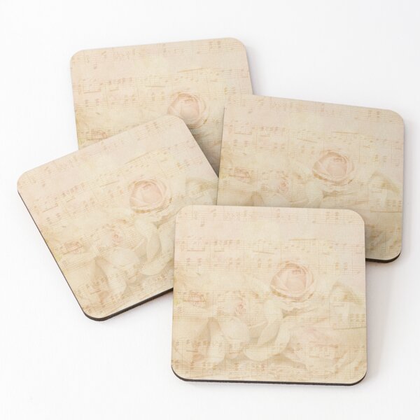 Item preview, Shabby Chic Vintage Watercolor Roses on Old Sheet Music.  designed and sold by RosalieReeves.