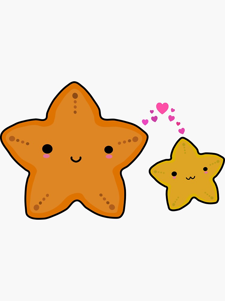 Mama estrella de mar con lindo bebé estrella de mar Pegatina