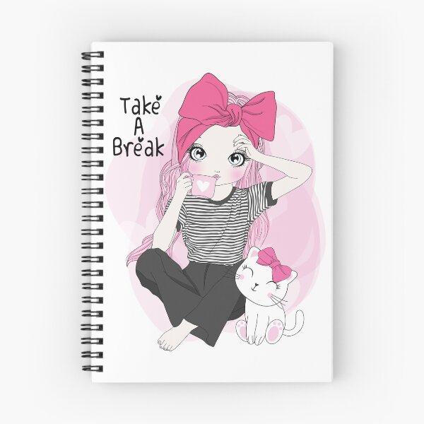 Item preview, Hand drawn cute girl drinks coffee with kitty designed and sold by WowStor3.