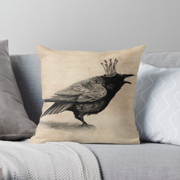 Crow in crown Throw Pillow