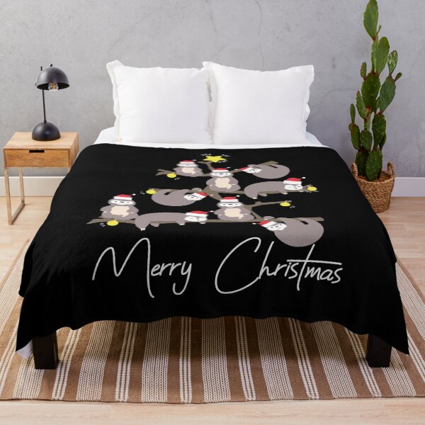 Item preview, Merry Christmas Sloth Christmas Tree Santa Hat print designed and sold by BUBLTEES.