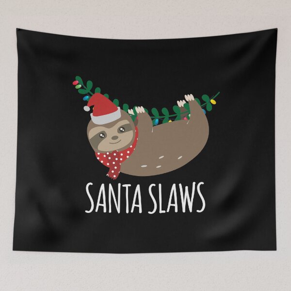 Item preview, Santa Slaws Funny Sloth Christmas Animal Lover Gift print designed and sold by BUBLTEES.