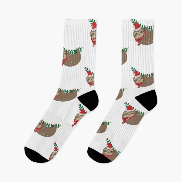 Item preview, Santa Slaws Funny Sloth Christmas Animal Lover Gift print designed and sold by BUBLTEES.