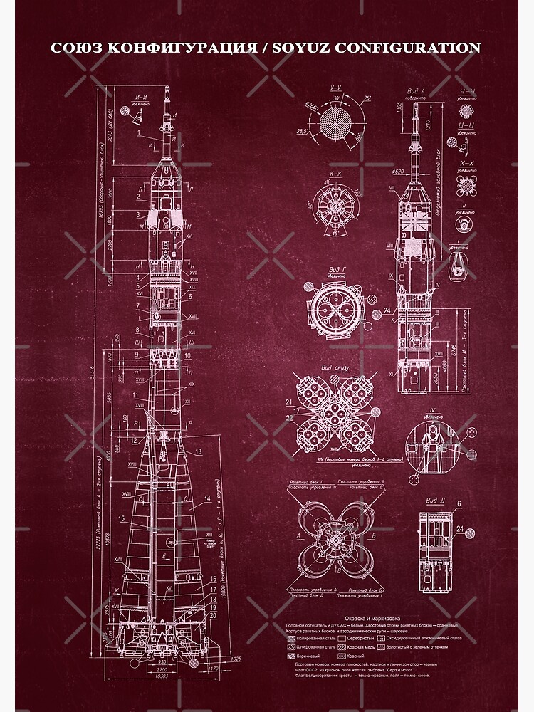 Soyuz Blueprint in High Resolution (red) by RHorowitz