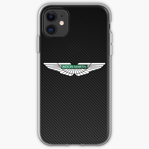 Aston Martin logo on carbon background iPhone Soft Case