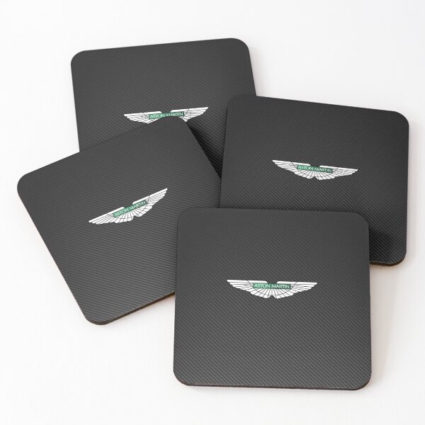 Aston Martin logo on carbon background Coasters (Set of 4)