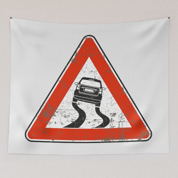 Item preview, Smart ForTwo 451 Slippery Road Italian vintage road sign designed and sold by -TLD-.
