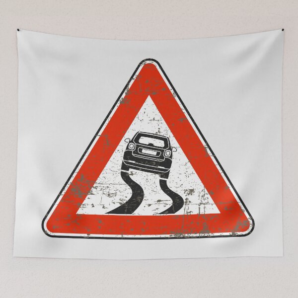 Item preview, Smart ForTwo 453 Slippery Road Italian vintage road sign designed and sold by -TLD-.