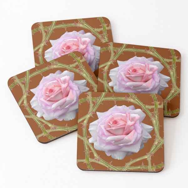 Item preview, MODERN ART PINK ROSE & THORNY BRAMBLE CANES  BURGUNDY ART designed and sold by sharlesart.