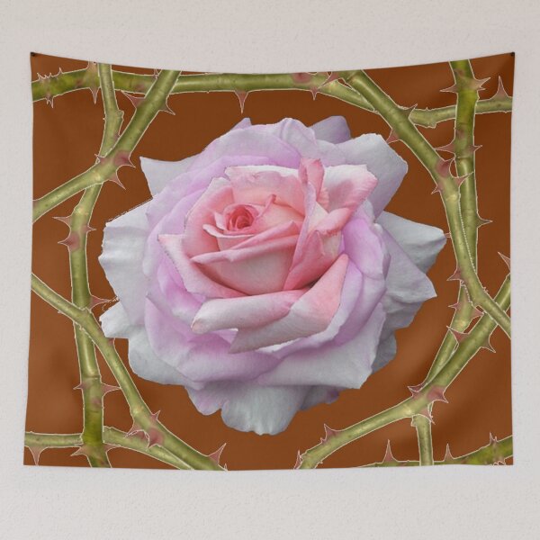Item preview, MODERN ART PINK ROSE & THORNY BRAMBLE CANES  BURGUNDY ART designed and sold by sharlesart.