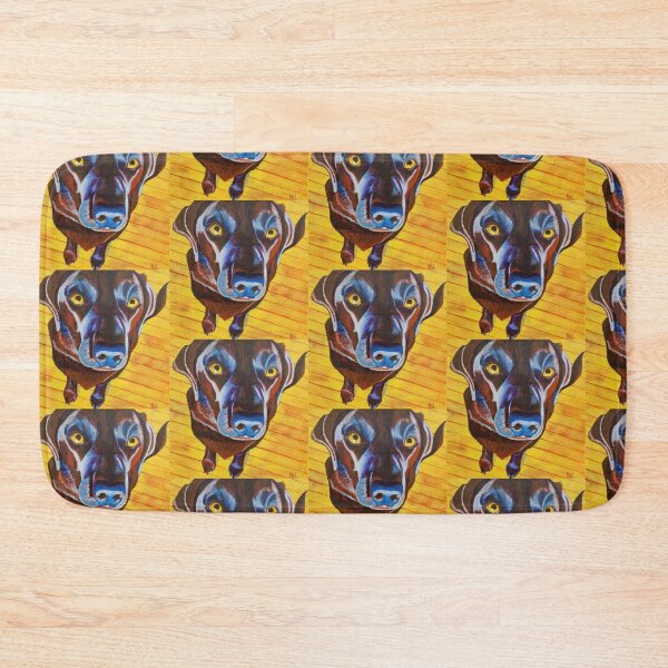Item preview, Chocolate Labrador on hardwood floor painting designed and sold by nancymayjohnson.