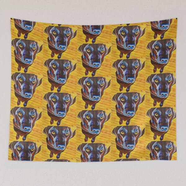 Item preview, Chocolate Labrador on hardwood floor painting designed and sold by nancymayjohnson.
