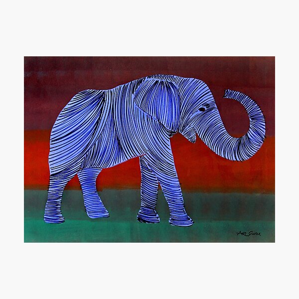 Aperçu de l'œuvre Violet Elephant By ArtGuru 9378 - Acrylique sur papier créée et vendue par Art Guru.