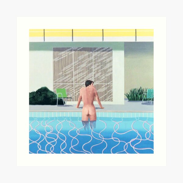 hombre y piscina Lámina artística