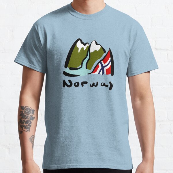 Dibujo Noruega bandera | Dibujo fiordos Camiseta clásica