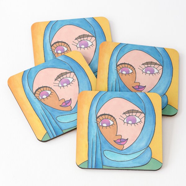 Item preview, Kuwaiti girl portrait with hijab (traditional art) designed and sold by Mennen’s Art.