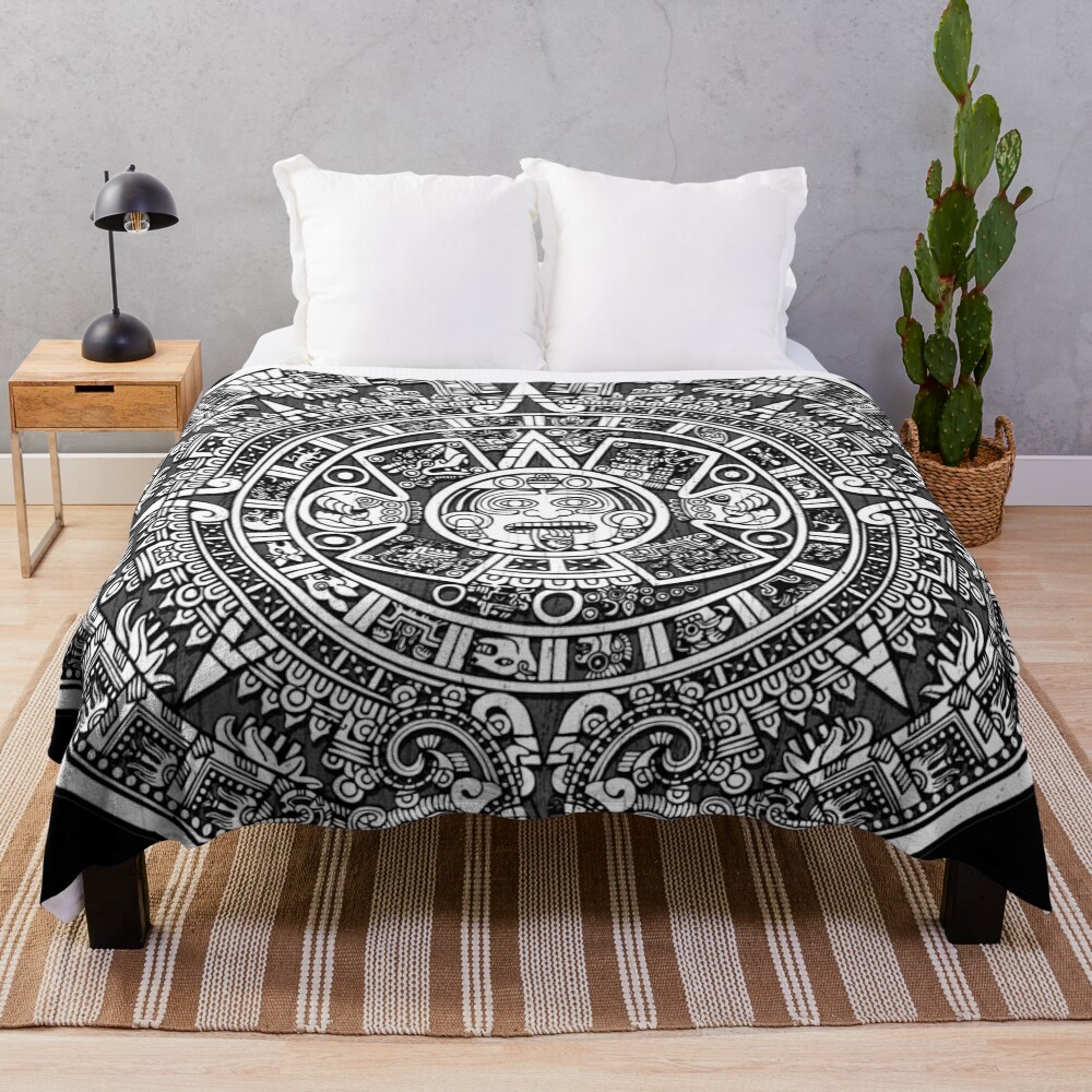 Aztec calendar Throw Blanket